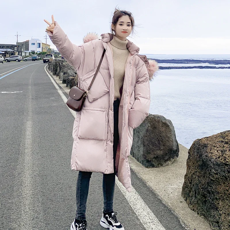 

Ozhouzhan Long down Coat Women's 2019 Winter New Style Hong Kong Flavor Casual Large Fur Collar Loose-Fit Thick down Jacket Cott