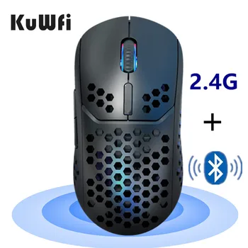 

KuWFi 2 in 1 Gaming Mouse Dual Mode 2.4Ghz&Bluetooth 5.0 Wireless Mouse 2400DPI Computer Mice for PC/Laptop