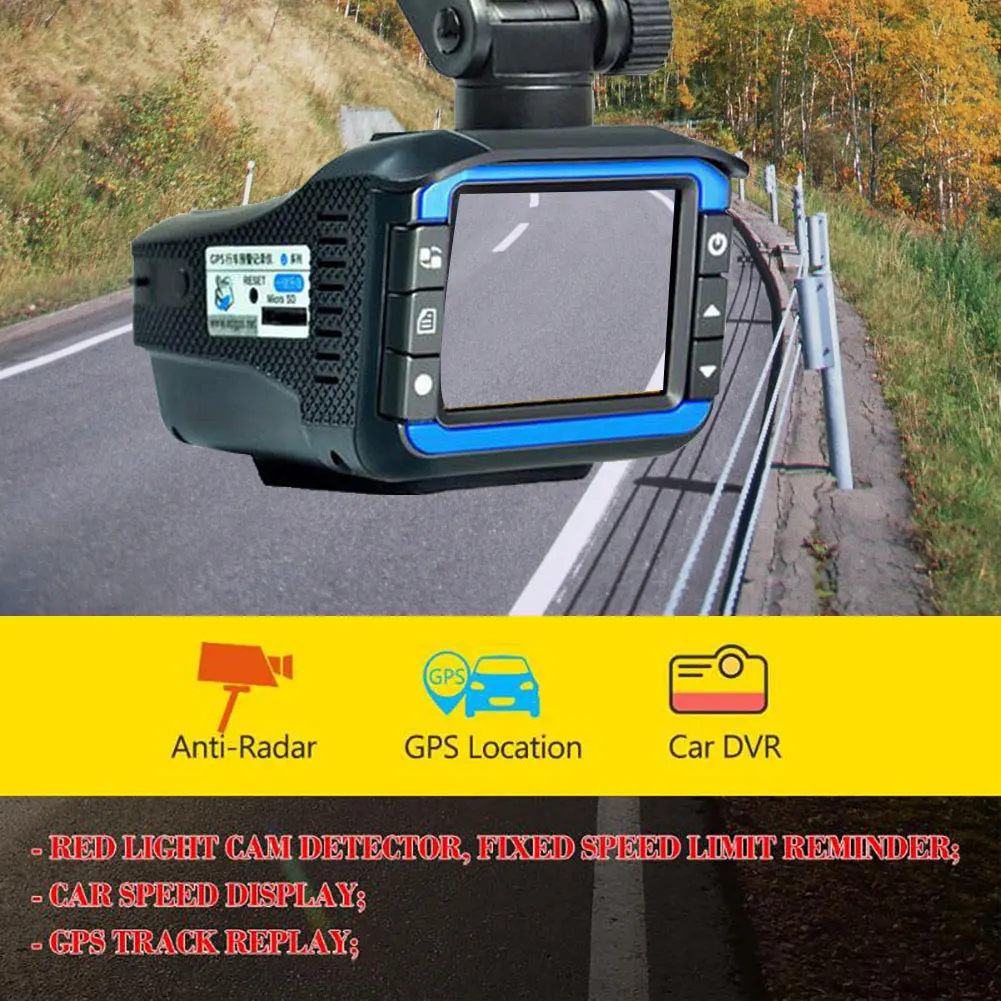 Автомобильный gps Russian3-in-1, 2 дюйма, 720 P, автомобильная dvr камера, радары, детектор, gps видео рекордер, видеорегистратор, анти радары, аксессуары