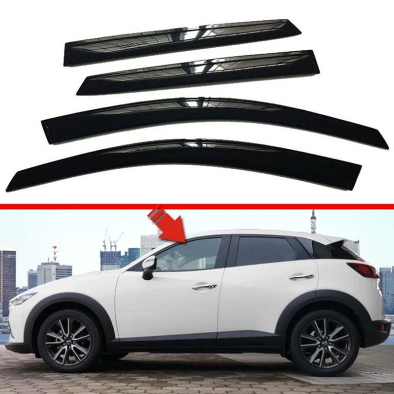 CEYUSOT For Mazda CX-3 Window Visor 4p Side Waterproof Decoration Shield Exterior Accessories Black CX3 2018 2019 | Автомобили и