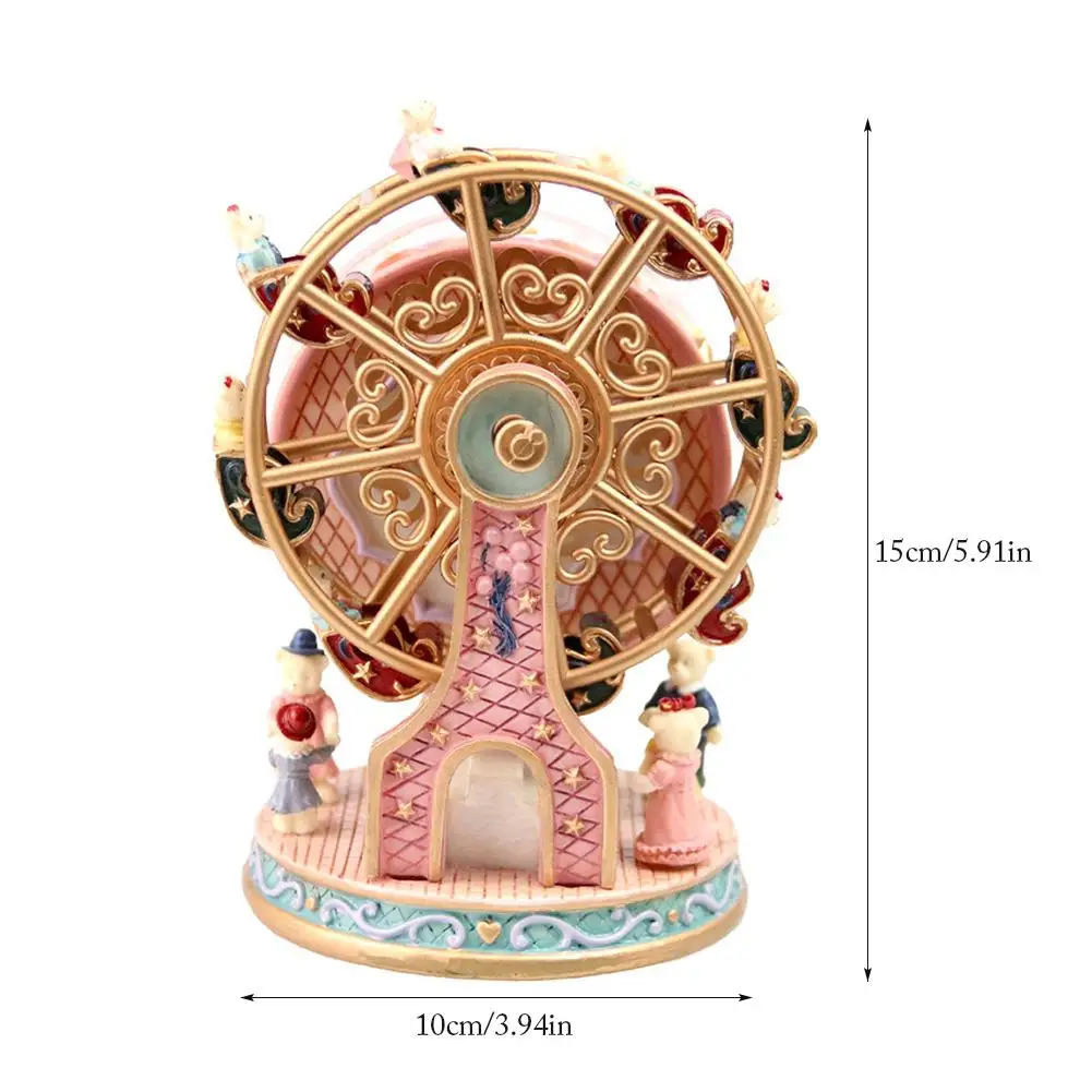 Поворотное Колесо обозрения карусель музыкальная шкатулка из полимерного материала Заводной домашний декор коленчатый подарок для детей подруги