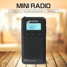 Retekess TR103 3 диапазона FM/MW/SW мини карманный цифровой тюнинговый радио MP3 музыкальный плеер TF карта для подарка с перезаряжаемой батареей