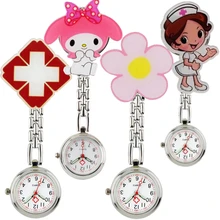 Мода красивый цветок 3D мультфильм животных Девушки Дамы Женщины медсестры часы унисекс Доктор Медицинский брелок карманные Висячие клип часы