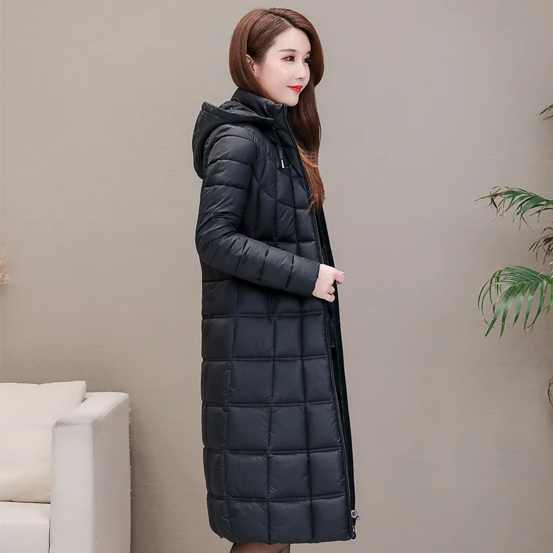 New Winter Jackets Women Plus Size 4XL Casual Hooded Warm Cotton Padded Coat Female Long Down Jacket Women Parkas Outerwear - Цвет: Черный