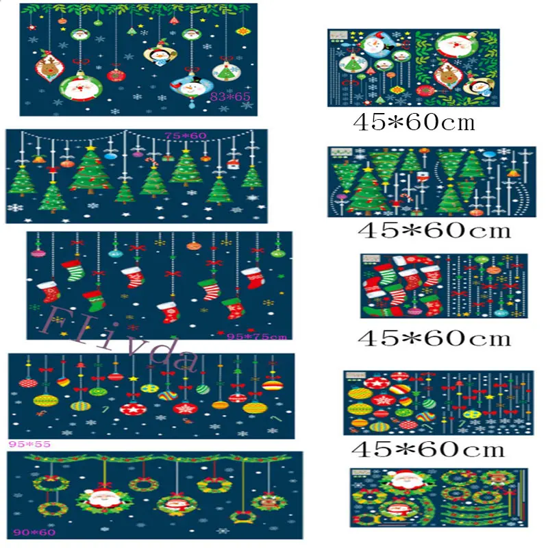 FIivdaMerry Christmas Window Glass Paste Santa Charm Sticker Sticker Window Paste