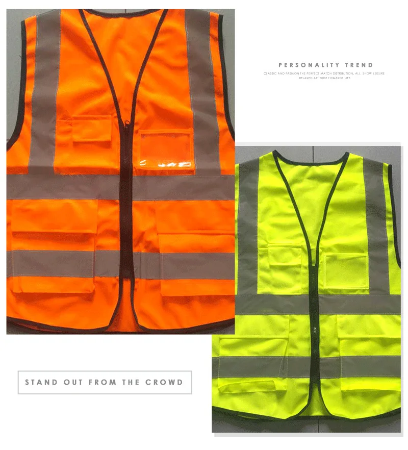 HI VIS жилет руководителя высокая видимость работы светоотражающий безопасности одежда топы оранжевый желтый синий красный