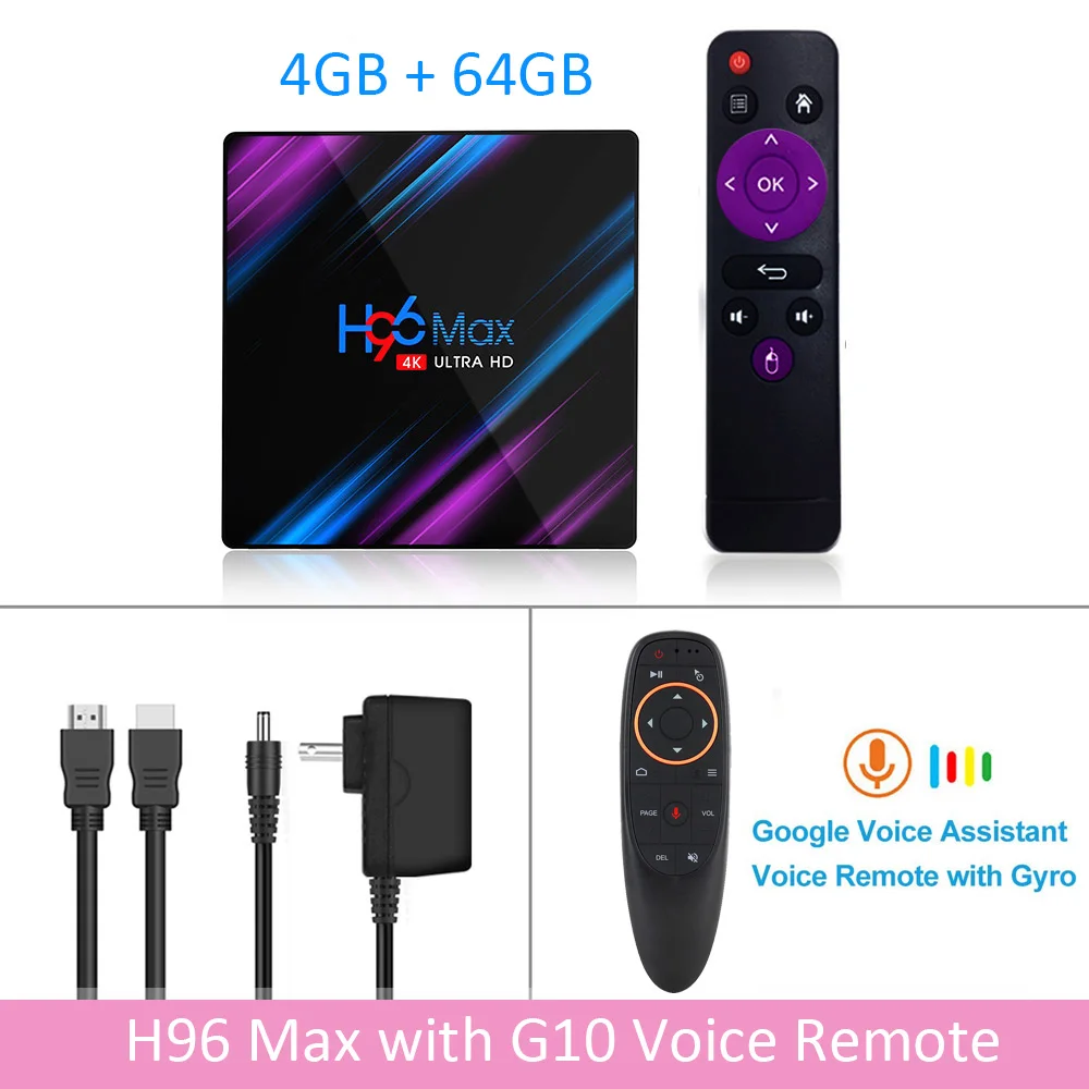 LEMADO H96 MAX tv Box Android 9,0 RK3318 4G 64G Поддержка HDMI 2,0 2K 4K HDR YouTube Netflix wifi 2,4G/5G USB 3,0 Android tv Box - Цвет: 4G 64G G10