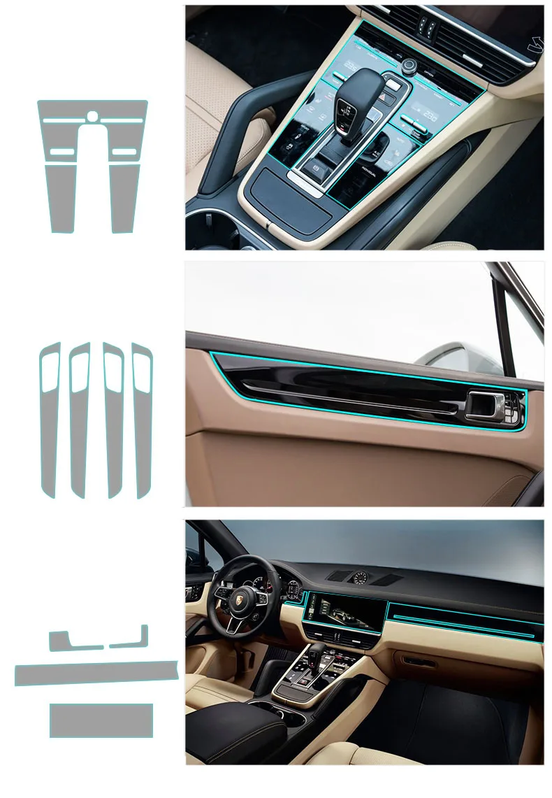 TPU transparten интерьер автомобиля против царапин защитная пленка для porsche cayenne 2010- T 2,9 T 3,0 T 4,0 T 2,0 T