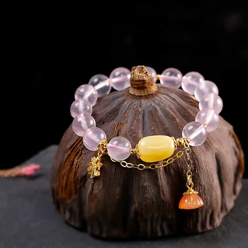 

S925 Sterling Silver Accessories Handmade Women's Pink Crystal Bracelet