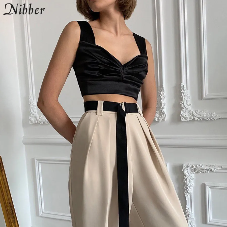 Nibber осень Дикий шифон Белый кроп-Топ женский camisole2019 модные уличные повседневные майки без рукавов с элегантным верхом Топ mujer