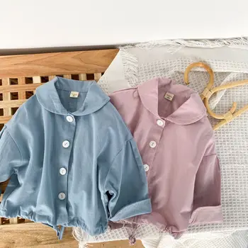 

Autumn Solid Full Sleeve Bottoming Shirt Kids 2020 Fashion Harajuku Korean Girls Single-breasted Casual Top Blouse Cardigan