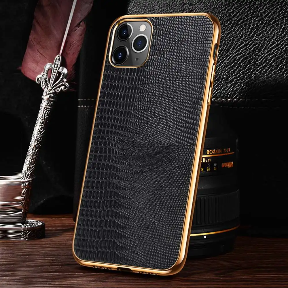 Luxury Plating Soft Edge Genuine Leather Case For iPhone 12 Pro Max 3