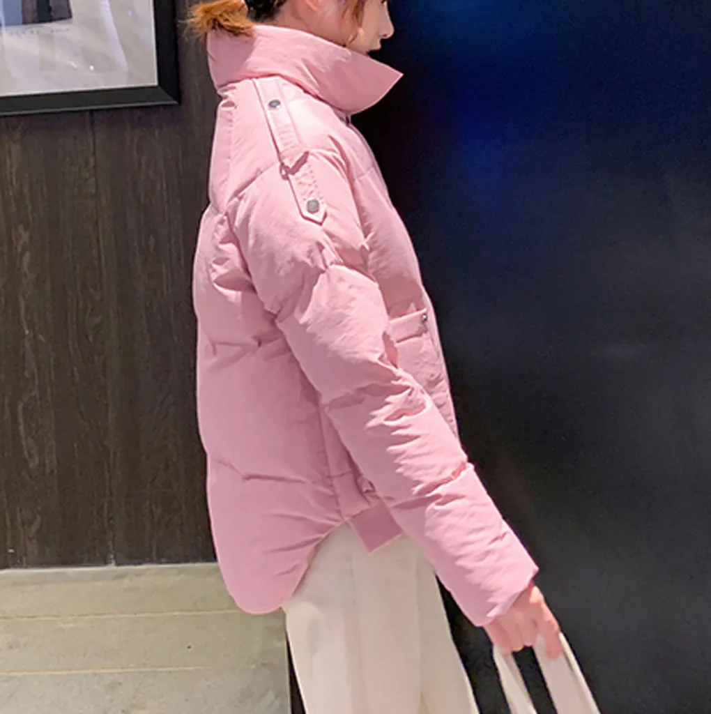 Abrigos Mujer Invierno новая парка на молнии Короткая куртка с хлопковой подкладкой теплая зимняя куртка для женщин однотонное зимнее пальто для женщин s# J30