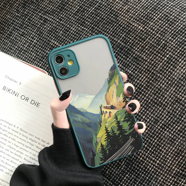 Ästhetische Kunst-Handyhülle mit Bemaltem Berglandschaftsmuster für iPhone 17 16 11 12 13 14 15 Pro Max 15 14 Plus Mini X XR XS Cover – Detail 6