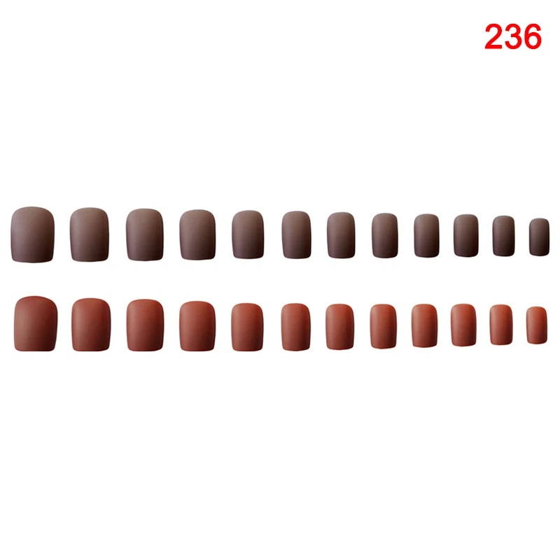 236 24pcs Detachable Wearable Matte False Nails Full Cover Short Style Candy Color Fake Nail ZGOOD - Цвет: 236