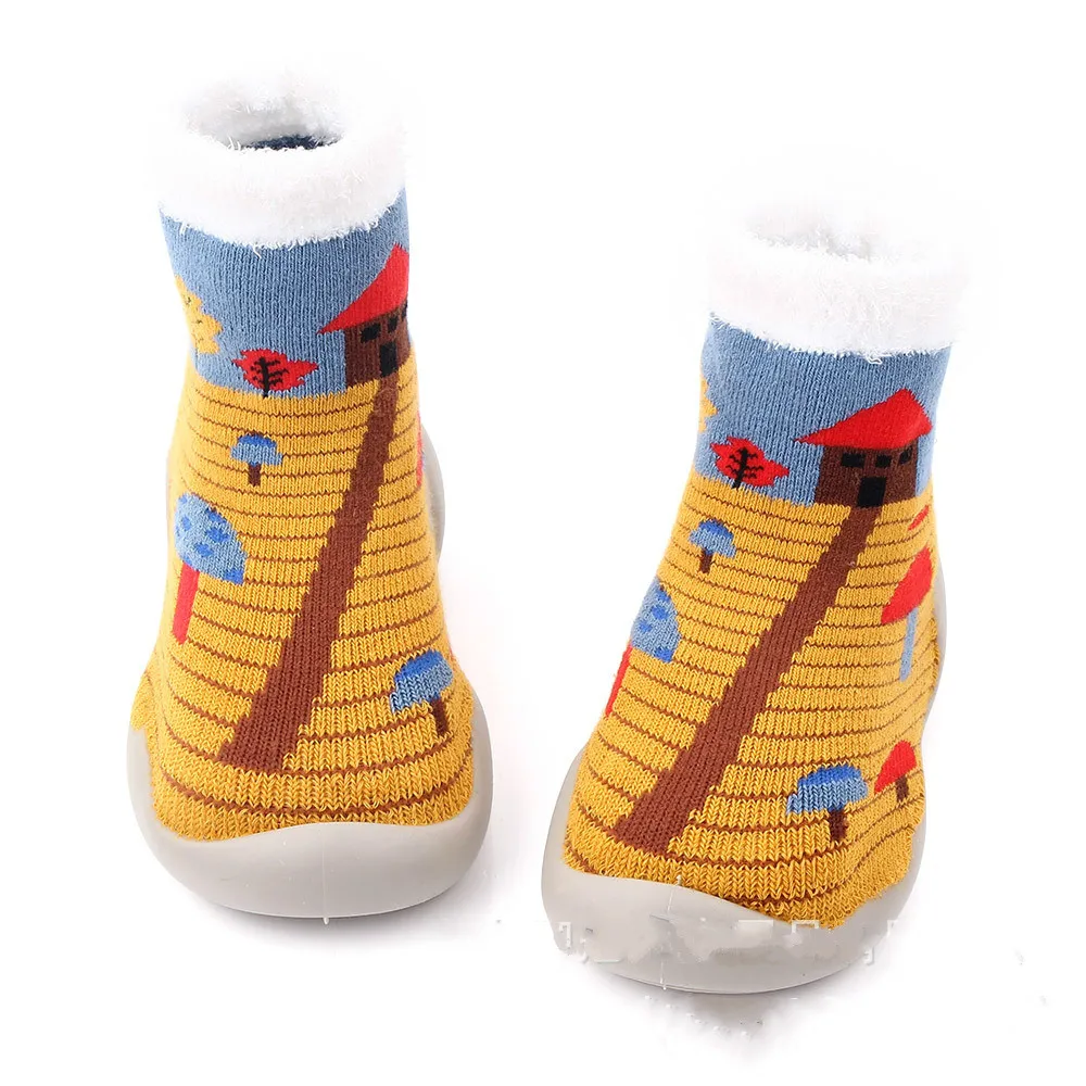 Fashion Baby Girls Boys Cute Cartoon Non-slip Cotton Toddler Floor Socks Christmas Pattern First Walker Shoes for Newborns