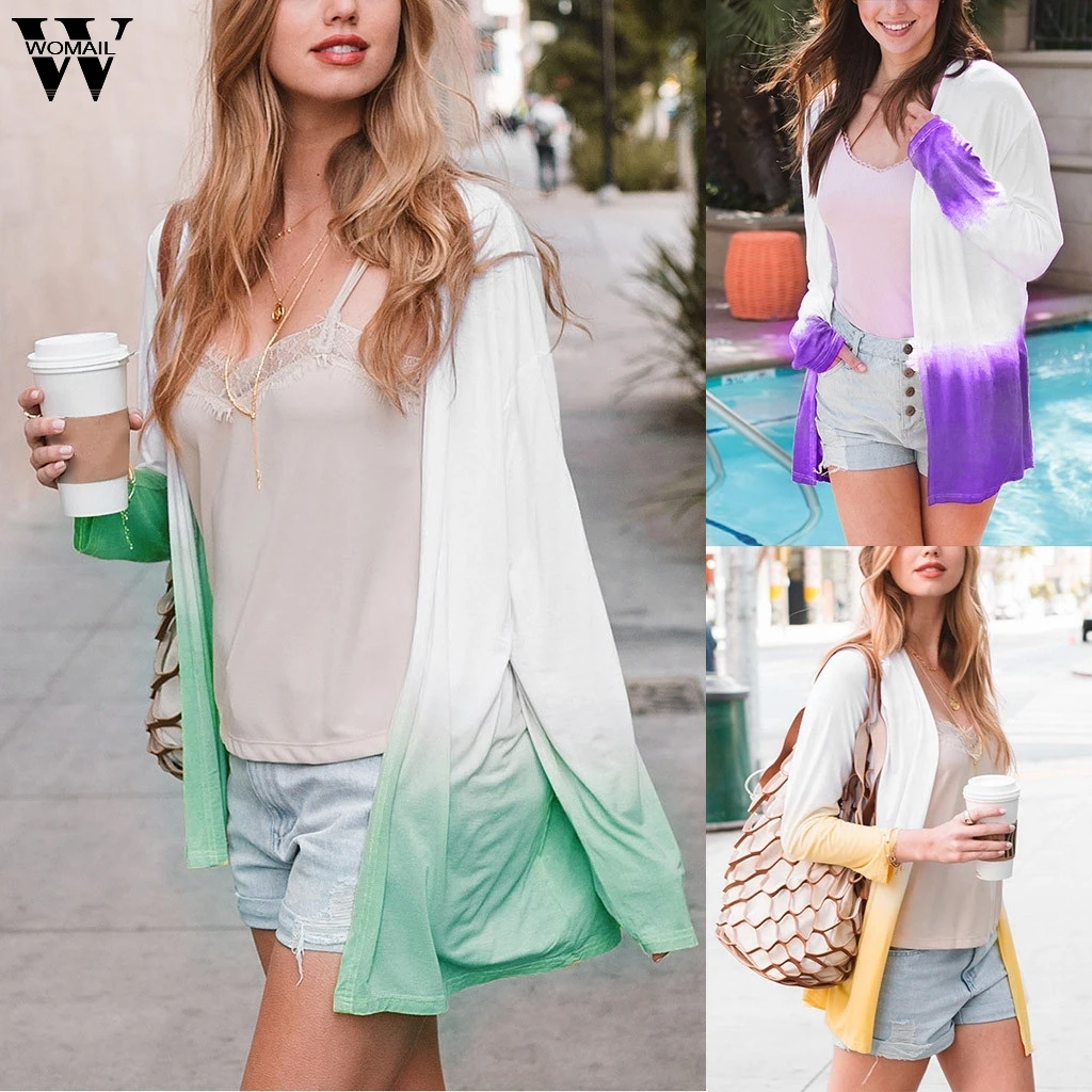 

Womail Sweatshirts Women's 2019 Casual Gradient Full Sleeve autumn Fashion Cotton Long sleeve Bow Mujer Womens Sweatshirt S-XXL