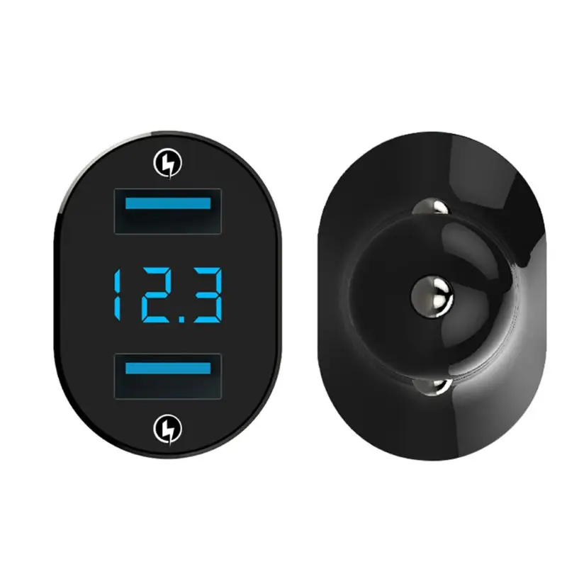QC3.0 двойной USB Автомобильное зарядное устройство для телефона адаптер быстрой зарядки с светодиодный экран дисплея для iPhone samsung Galaxy Xiaomi Huawei HTC