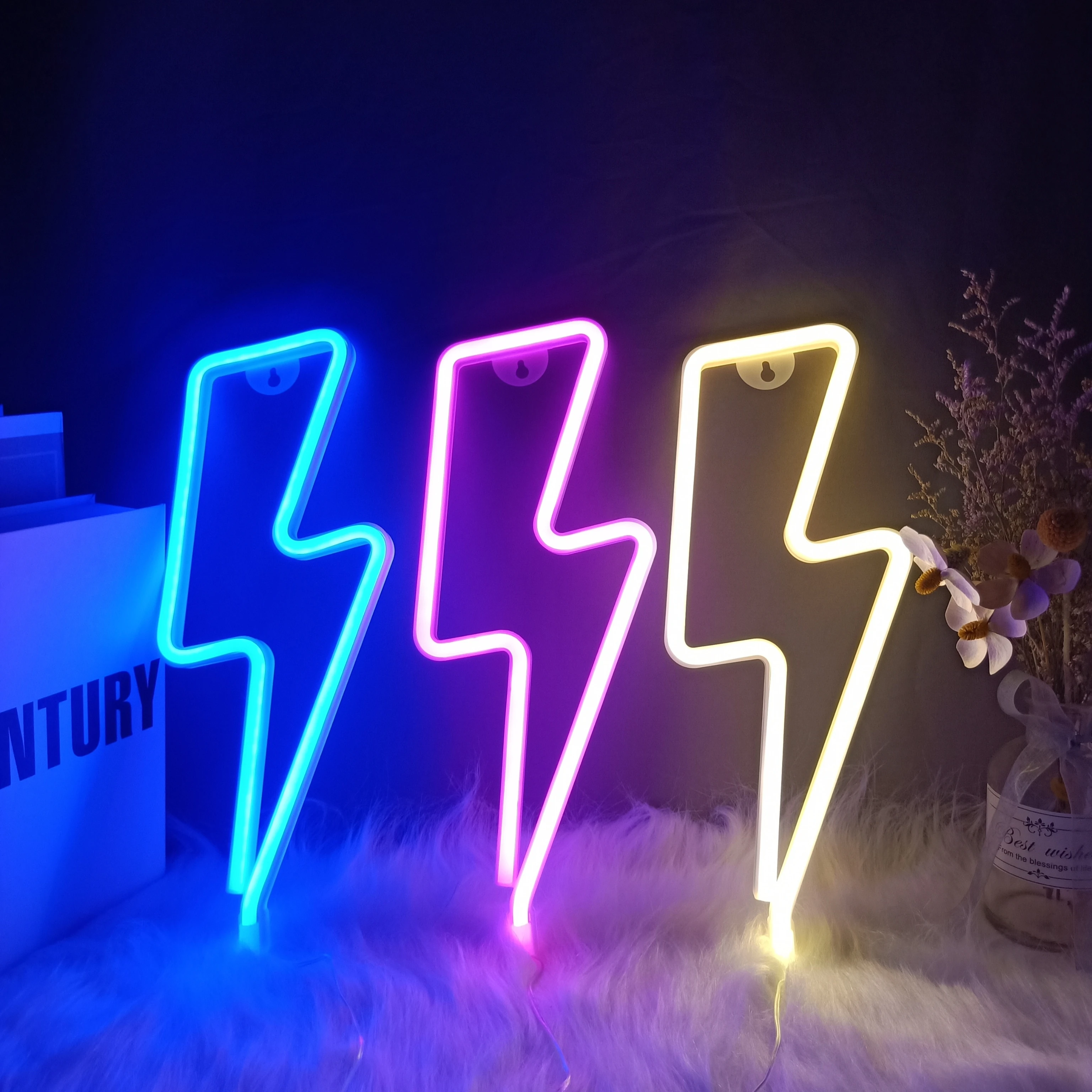 Lightning LED Neon Sign Wall Night Light USB Battery Operated Table