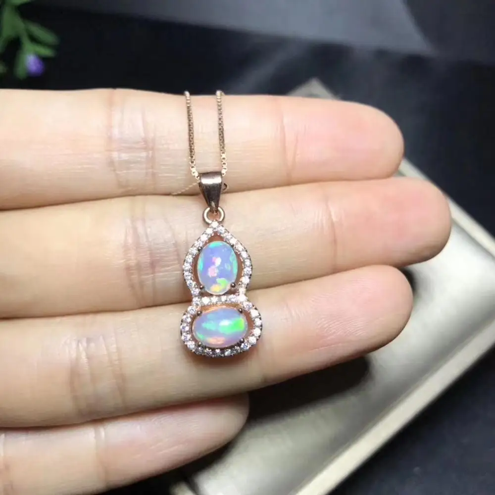 Latest design. Colorful natural fire color Opal, fairy tale Necklace 925 Sterling Silver Lady