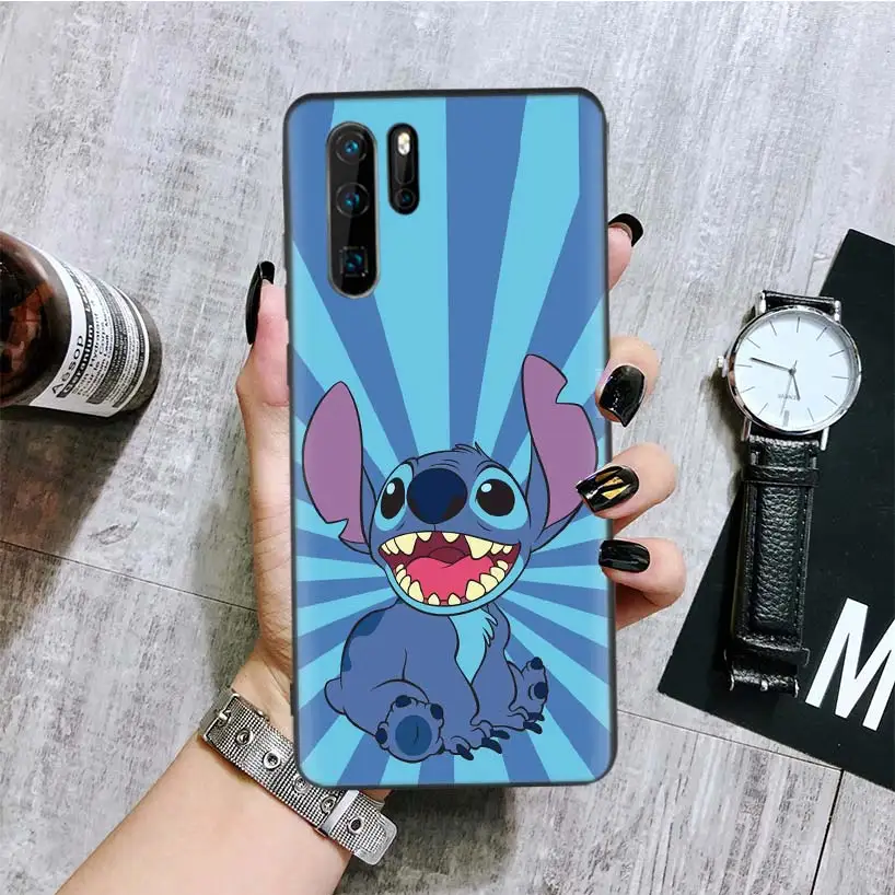 Disneys Stitchs милый черный чехол для телефона huawei mate 30 20 10 P30 P20 P10 Pro Lite P Smart Z роскошный Coque Shell - Цвет: BA126-1