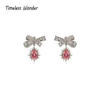 

Timeless Wonder Stunning Zirconia Bowknot Drop Earrings Women Jewelry Punk Boho Top Party Designer Ins Modern Bride Kpop 9961