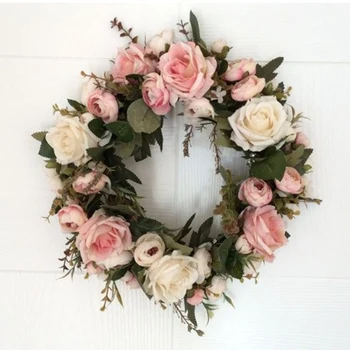 

Korean Simulation Rose Wreath Wedding Bride Wreath Party Travel Room Wreaths & Garlands Decoration Supplies