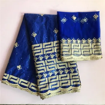 

2019 New arrival Stone african Bazin riche fabric with embroidery lace / bazin riche dress material Nigerian KY090801