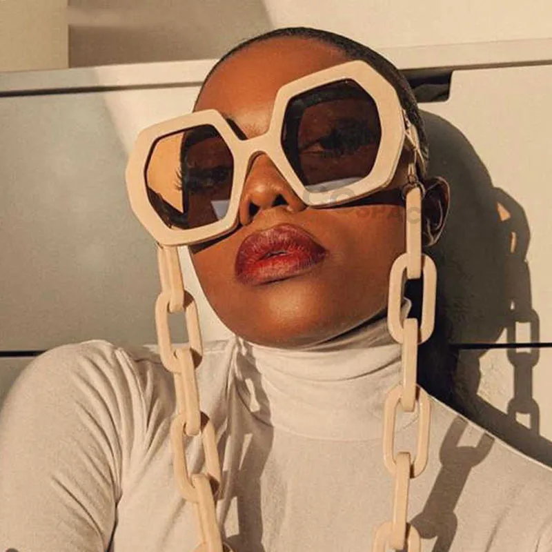 Модные уникальные солнцезащитные очки с цепочкой для женщин 2020 роскошные