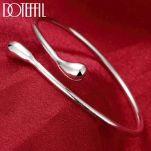 DOTEFFIL 925 Sterling Silver Water Drop Bracelet Filled Bangle Fashion Jewelry Women Love Valentine's Day Gift