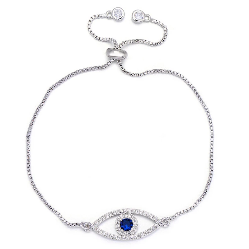 White Gold Juya браслеты с греческим глазом, золото/серебро/розовое золото; круг, злой глаз, очаровательные браслеты для женщин, мужчин, вечерние ювелирные изделия, подарок - Окраска металла: White Gold