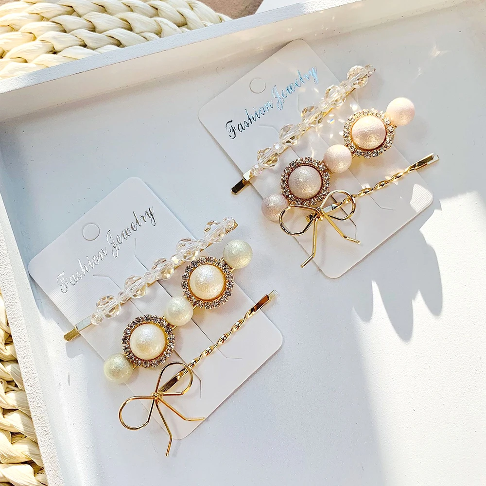 3 шт./компл. металла Заколки для волос для Для женщин отделан "жемчугом"; заколка для волос, стразы шпильки для волос заколка для волос Аксессуары Новое поступление