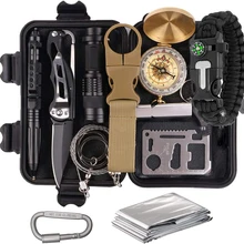 Набор для выживания, набор, военный, для путешествий, мини, для кемпинга, набор помощи, аварийный, многофункциональный, для выживания, браслет, свисток, одеяло, нож