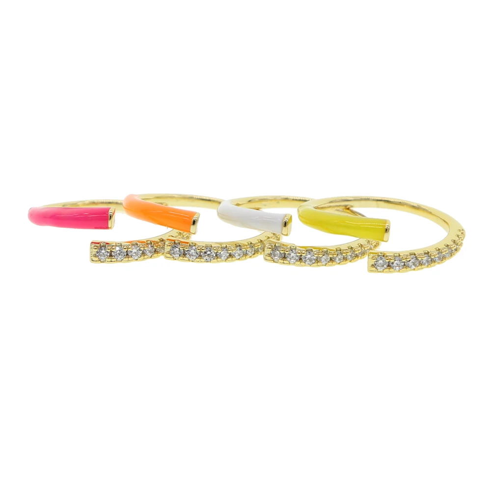 2020 new colorful pink green blue color Neon enamel adjustable size finger ring for women fluorescent fashion jewelry