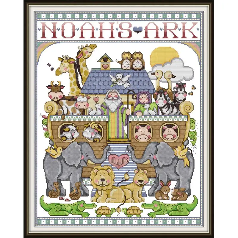 Joy Sunday Noah's Ark 14CT Cross Stitch Kit Embroidery Needlework Set DMC Chinese Printed Canvas Home Decor Gift | Дом и сад