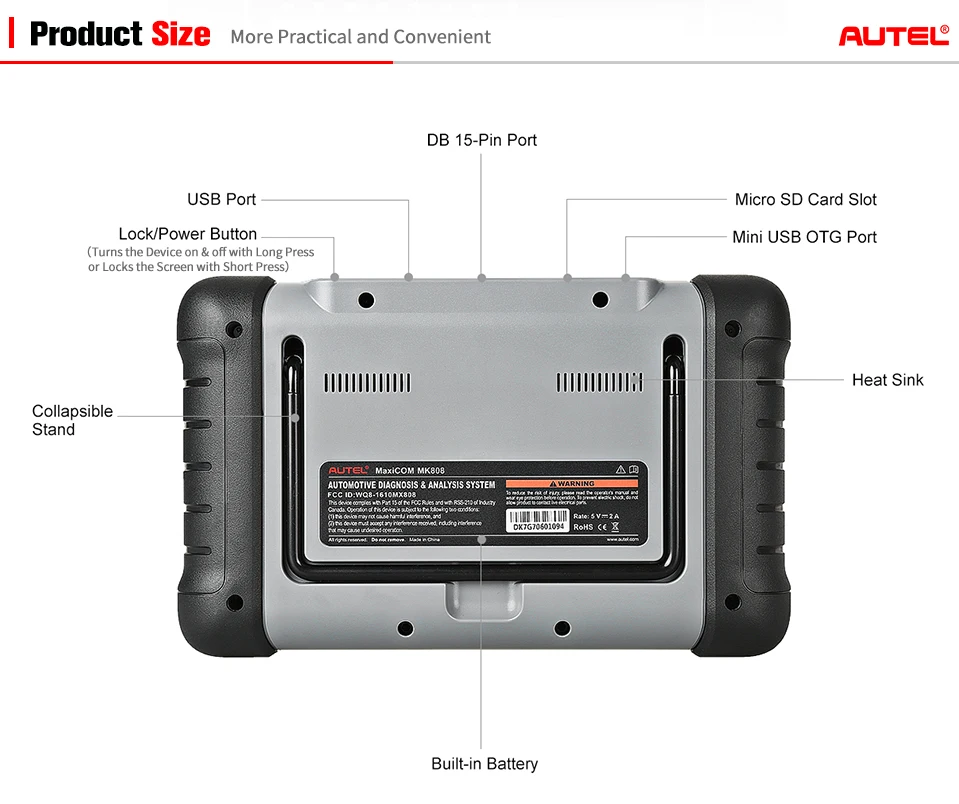 autel MaxiCOM MK808 автомобильный диагностический инструмент вся система OBD2 диагностический инструмент Автомобильный сканер Авто Код считыватель сканирующие инструменты