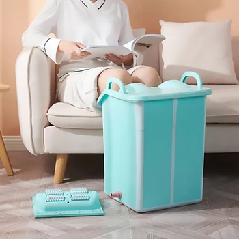 

Dropshipping foot basin foot bath soak foldable high water foot bath barrel massage with lid foldable foot bath