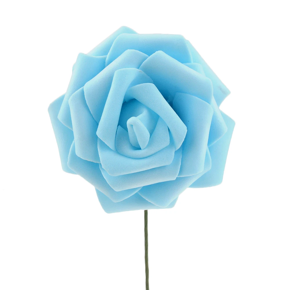 Light blue 25 шт. 8 см новые красочные искусственные из ПЭ пены розы Букет невесты домашний Свадебный декор Скрапбукинг DIY Поставки - Цвет: Light blue