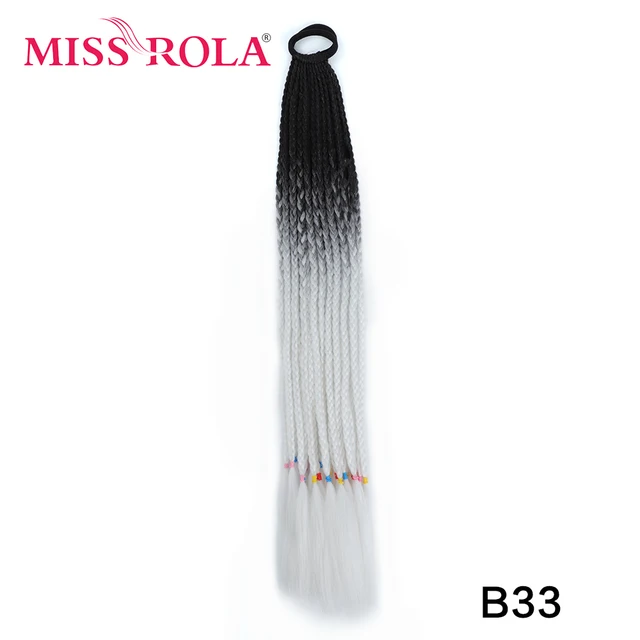 Synthetic Chignon Hair 60cm Hair Color Gradient Dirty Braided Ponytail Women Elastic Hair Rubber Band Hair Accessories Headband B33