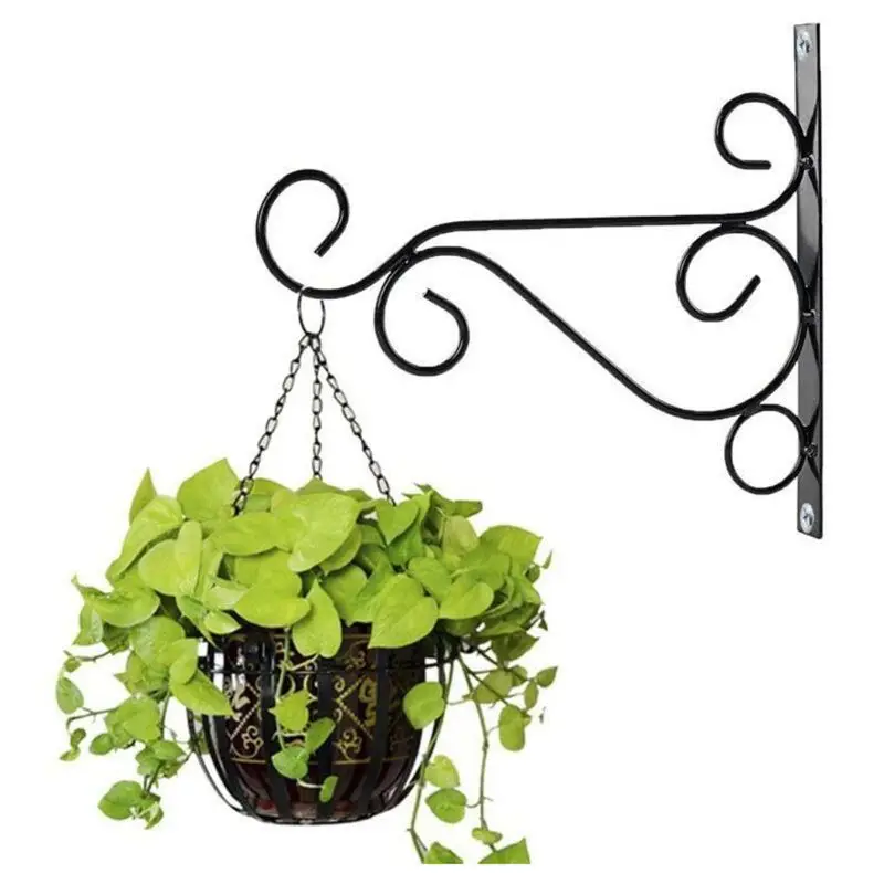 European Style Wall Hanging Flower Pot Support Bracket Hook Iron Hanger Plants Holder Balcony Home Decoration