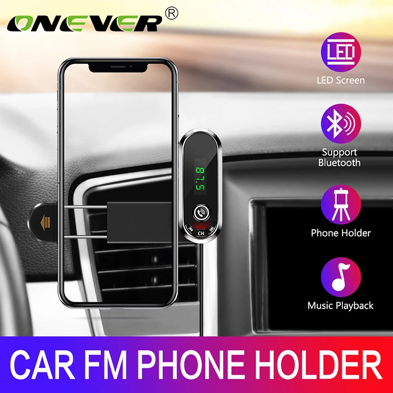 Onever многофункциональный автомобильный-fm-передатчик Bluetooth-Handsfree-Car-Kit MP3 музыкальный аудиоплеер авто-зарядное устройство с держателем телефона