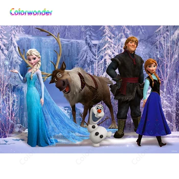 

Fairy Tale Ice World Photography Background Elsa Anna with Friends Backdrops for Kids Birthday Baby Shower Photocall Photo Prop