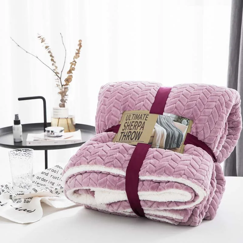 Двухслойное зимнее теплое одеяло из берберского флиса, плотное одеяло, клетчатое покрывало для младенцев, женщин, Манта, детское одеяло - Цвет: pink