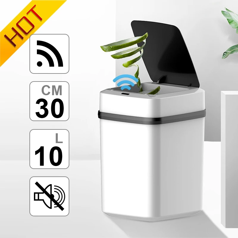 

Automatic Intelligent Sensor Smart Trash Can Dustbin Lid Motion Detector Kitchen Bedroom Energy-Saving No Noise 10L Battery