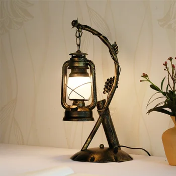 

American country retro desk lamp kerosene lantern Chinese style villa cafe study bedroom lamps and lanterns