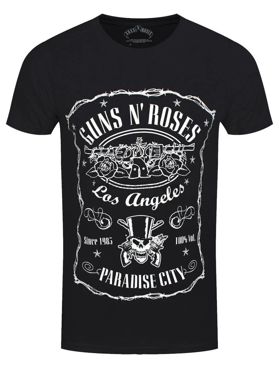 

Guns N Roses Paradise City Men Black T Shirt 100% Cotton Short Sleeve O Neck Tops Tee Shirts Men T Shirt 2019 Newest S 3Xl