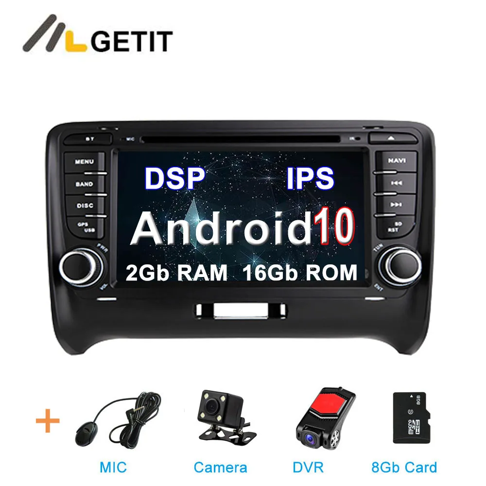 Ips DSP Android 10 Автомобильный DVD стерео мультимедийный плеер радио gps для Audi TT MK2 2006 - Цвет: CARPLAY CAM DVR SD
