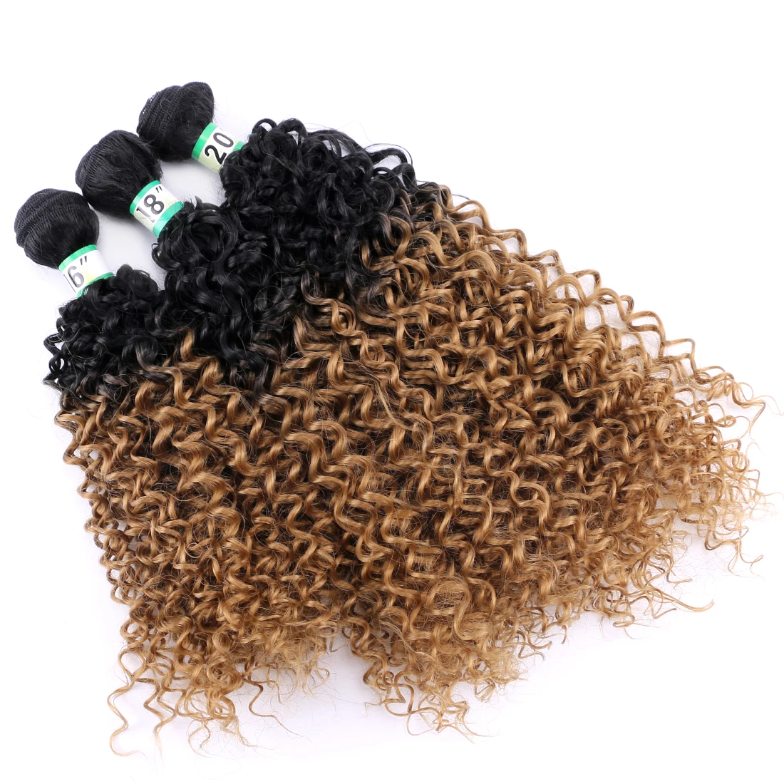 Afro Kinky Curly Hair Bundles Black To Brown High Temperature Synthetic Hair Extensions 70g/piece for Black Women