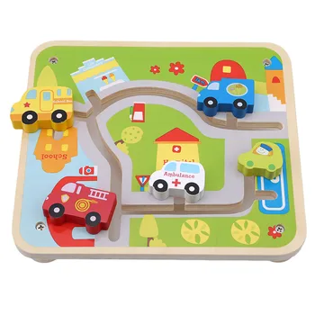 

Wooden Cartoon City Track Building Block Chidlren Cars Building Blocks Baby Kids Early Education Toys Childhood Creative Blocks