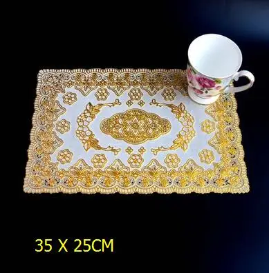 6pcs 6 шт. бронзовые кружева ПВХ коврик для столового стола Золотой подстаканник водонепроницаемый изоляционный коврик посуда принадлежности для ресторанов - Цвет: 6pcs